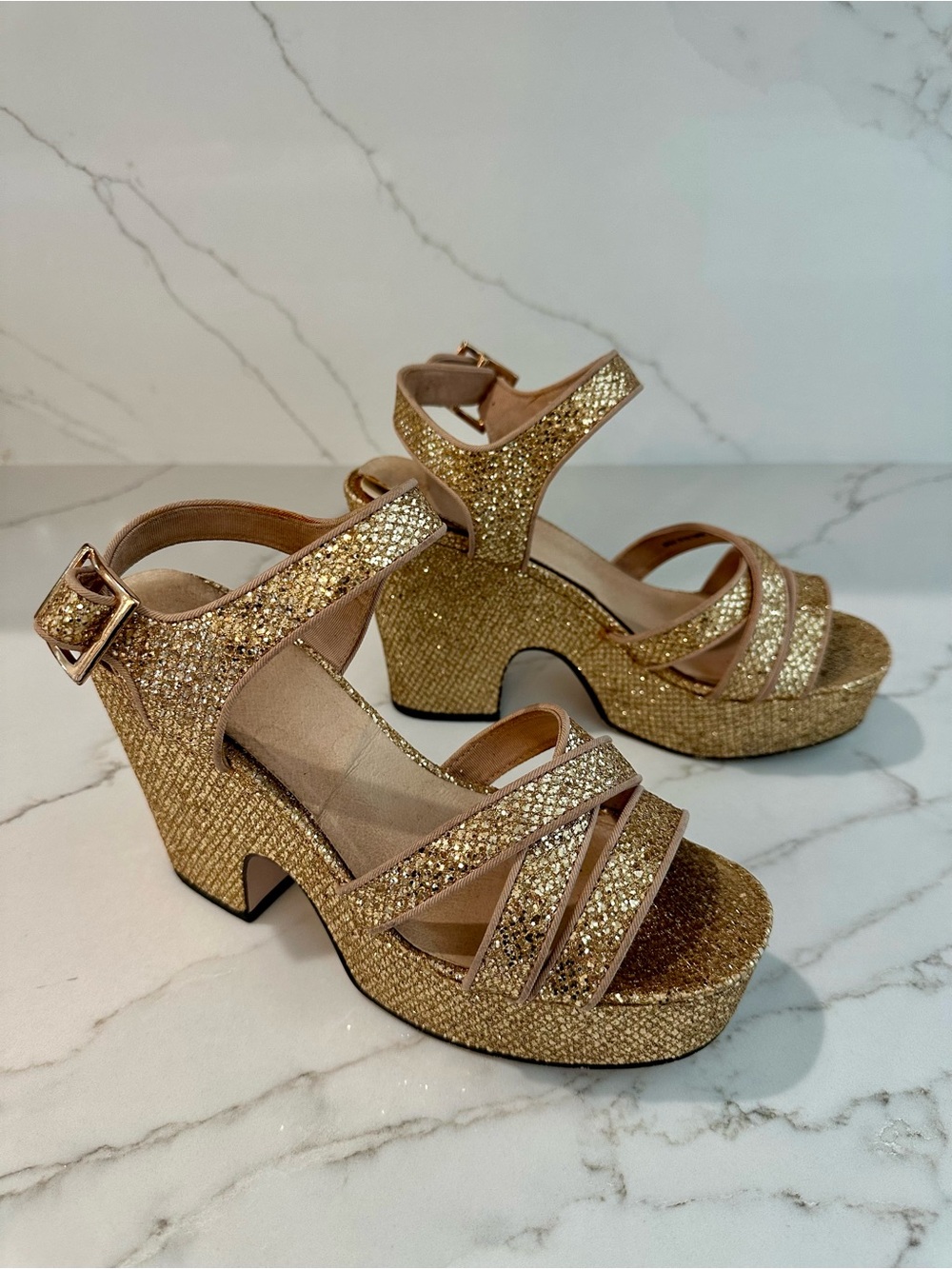 ASOS Gold Glitter Platform